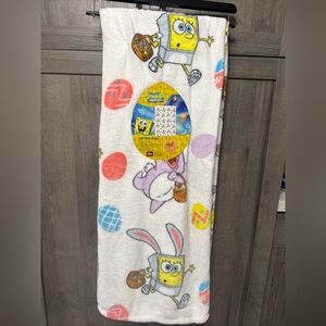 New Spongebob Squarepants & Patrick Easter Bunny Plush 50" x 70" Throw Blanket